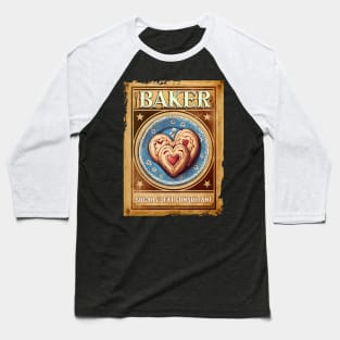 Baker western wanted poster heart cookies baking pastry chef Baseball T-Shirt